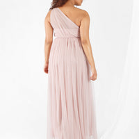 The Ana One Shoulder Gown in Petal PInk