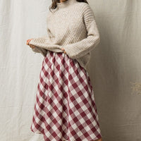 Let's Go And Check Out The Buffalo Print Skirt・Rose